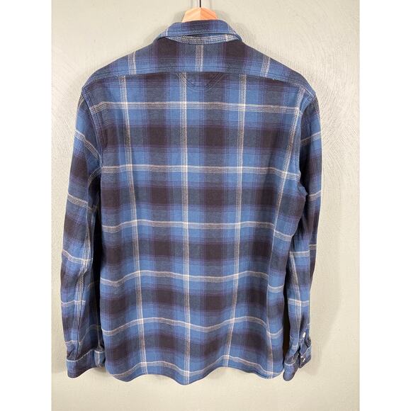 Polo Ralph Lauren Mens Medium Blue Plaid Heavy Button Up Long Sleeve Shirt - Picture 10 of 11